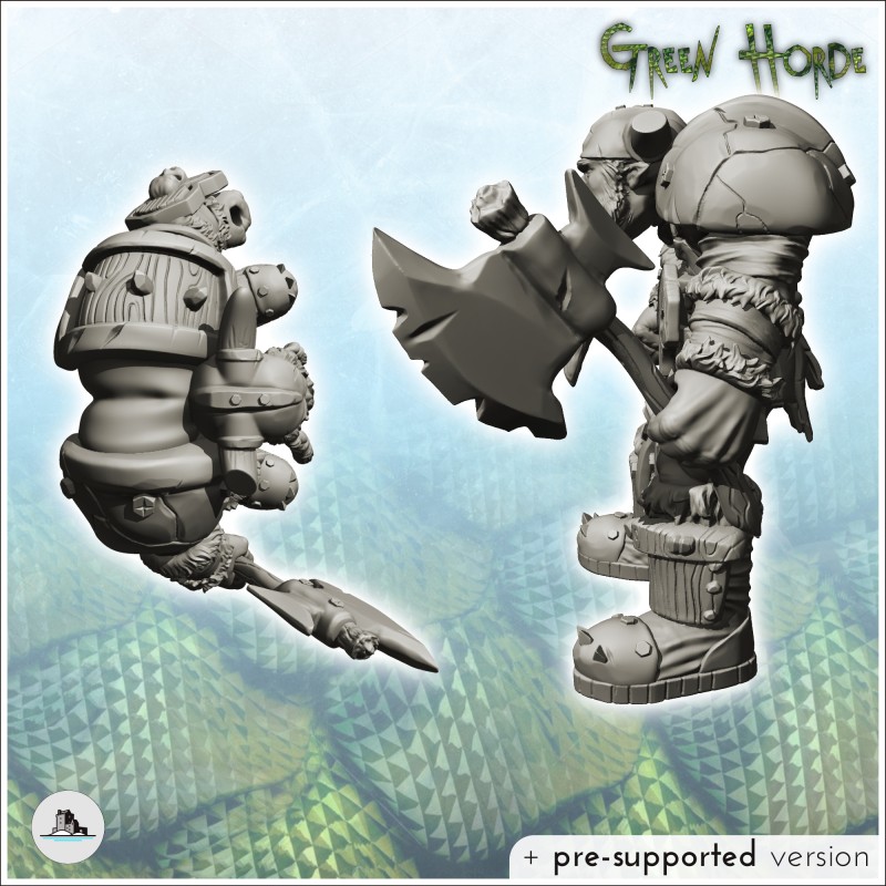 Hartolia Miniatures Guerrier Orc En Armure Lourde Avec Hache Et