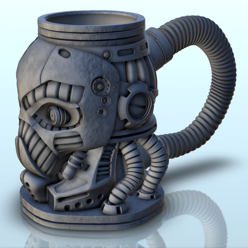 Cyber robot with pipes dice mug (23)