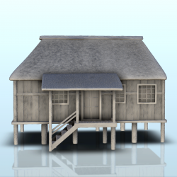 Cabin on stilts with access stairs (1)