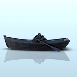 Rowboat with pile of bones