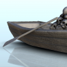 Rowboat with pile of bones