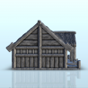 Maison médiévale avec terrasse et toit de chaume (1)