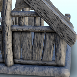 Ruines d'une maison médiévale détruite avec toit de chaume (9)