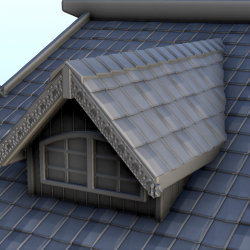Slavic traditionnal house with canopy and engraved roof edges (2)