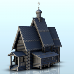 Église orthodoxe slave en bois avec clocher (4)