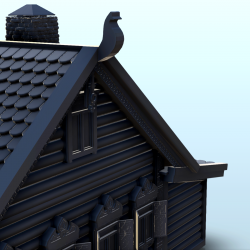 Slavic log house with fancy roof and canopy (8)