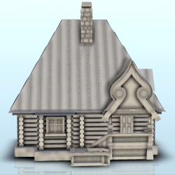Maison slave en bois avec rampe d'accès et auvent (12)