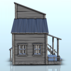 Maison Far West avec escalier latéral en bois (2)