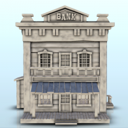 Etablissement de banque Far West avec étage et auvent (7)
