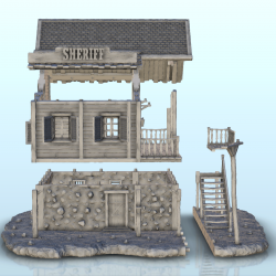 Bureau du shérif en bois et pierre avec escalier (23)