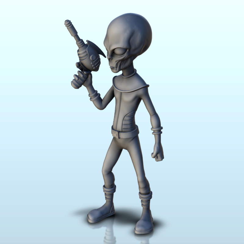 Alien soldier with laser gun (1) (+ pre-supported version & rounded base)