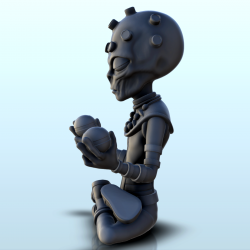 Alien meditating with two balls (3) (+ pre-supported version & rounded base)