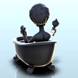 Armed alien in his bathtub with floating duck (5) (+ pre-supported version & rounded base)