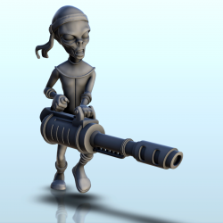 Alien running with machine-gun (6) (+ pre-supported version & rounded base)