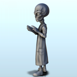 Homme de lettre alien avec livre (8) (+ version pré-supportée & socle rond)