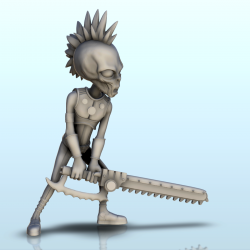 Alien punk with armor and chainsaw sword (9) (+ pre-supported version & rounded base)