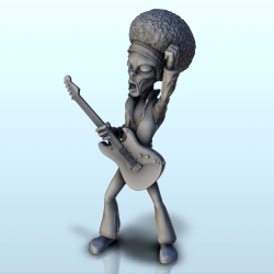 Alien Jimi Hendrix avec costume et guitare (16) (+ version pré-supportée & socle rond)