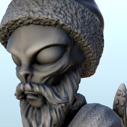 Alien Santa Claus with gun, beard and tentacle hood (17) (+ pre-supported version & rounded base)