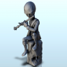 Joueur de flûte alien sur pierre (18) (+ version pré-supportée & socle rond)