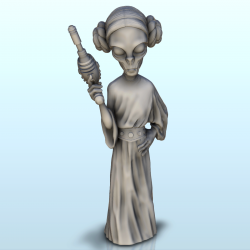 Princess Leia alien avec pistolet laser (19) (+ version pré-supportée & socle rond)