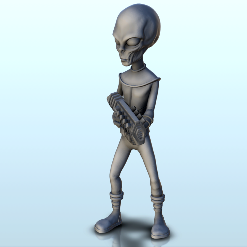 Static alien soldier with space assault rifle (23) (+ pre-supported version & rounded base)