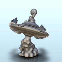 Alien shuttle with pilot and double reactor (24) (+ pre-supported version & rounded base)