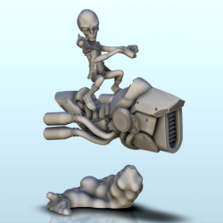 Alien on a jet engine vehicle with laser gun (25) (+ pre-supported version & rounded base)