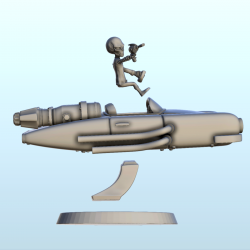 Alien with sedan with jet engine and laser gun (26) (+ pre-supported version & rounded base)