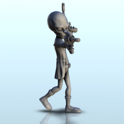 Alien soldier with double laser gun (28) (+ pre-supported version & rounded base)