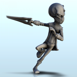 Alien running soldier with mask and sword (31) (+ pre-supported version & rounded base)
