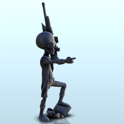 Alien sniper with weapon and bionic eye (32) (+ pre-supported version & rounded base)