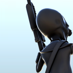 Sniper alien avec arme et oeil bionique (32) (+ version pré-supportée & socle rond)