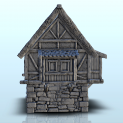 Medieval house in stone and wood with fireplace (1)