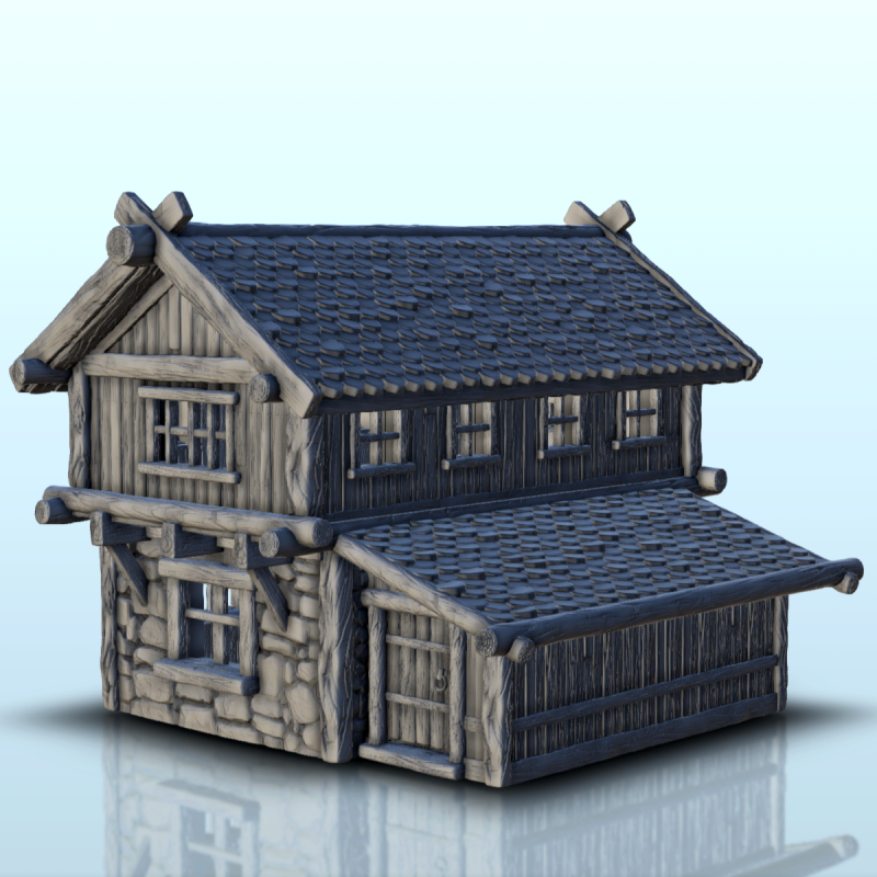 Maison en pierre avec rondins de bois et étage (5)