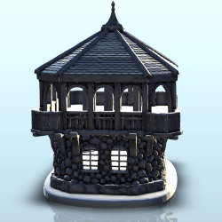 Fancy stone tower with wooden floor and pointed roof (8)