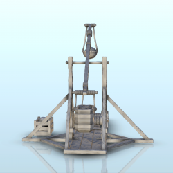 Medieval trebuchet with stones and counterweights (4)