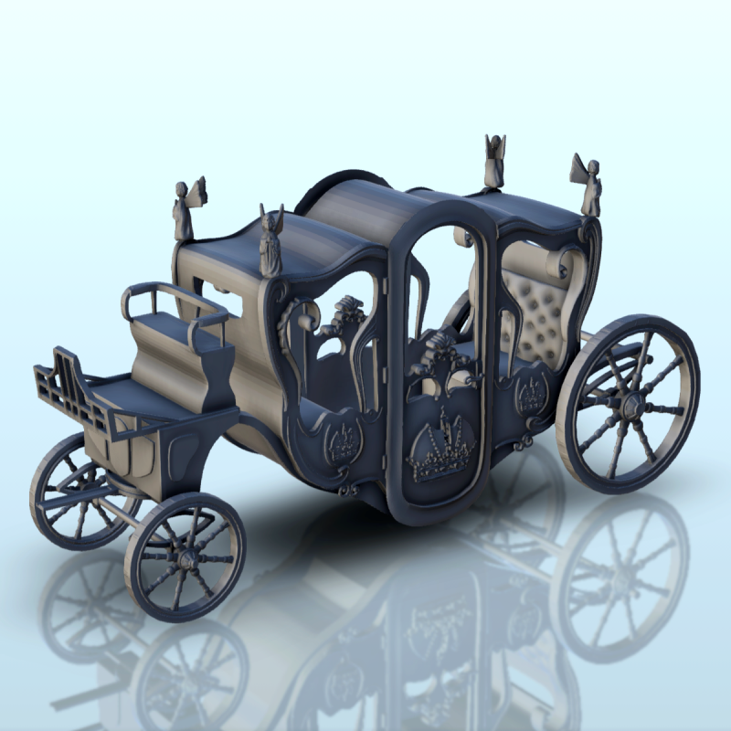Four-wheeled fancy royal carriage with upholstered seats (1)