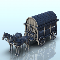 Medieval carriage with horses and coachman (2)