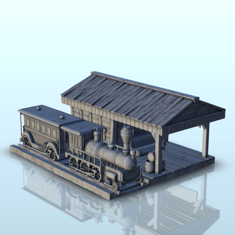 Gare avec wagon et locomotive (6)