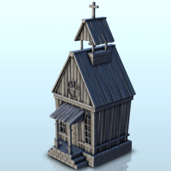 Square wooden church with...