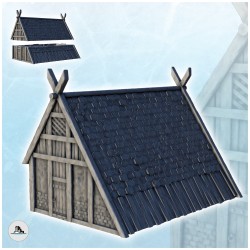 Bâtiment viking avec toit...