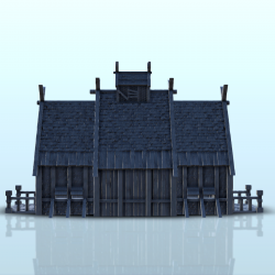 Large Viking building with double entrance and railings (5)