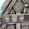 Viking building in thatch and wood with ornaments (7)