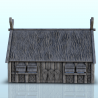 Viking building with large thatched roof and roof window (8)