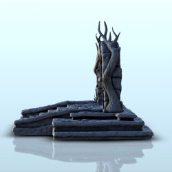 Portail magique en pierre avec racines d'arbres et plate-forme (7)