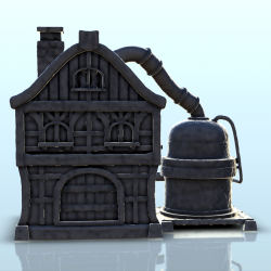Fantasy alchemist house with cistern and pipes (7)