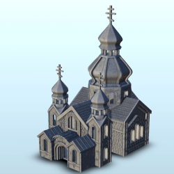Cathédrale orthodoxe en brique avec clocher et double tours (3)