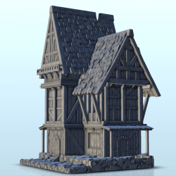 Grande maison médiévale à plusieurs étages avec terrasses et auvent (2)