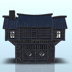 Medieval house with access stairs and roof in several parts (3)