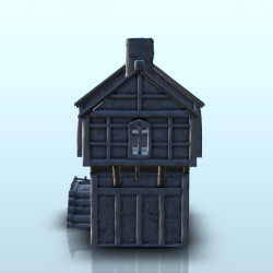Medieval house with access stairs and roof in several parts (3)